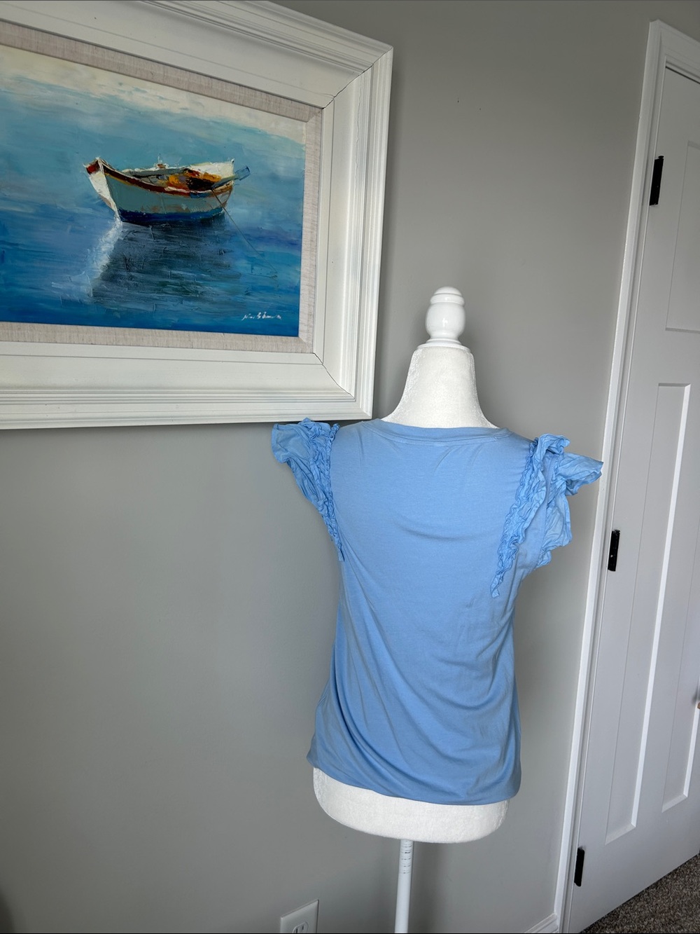 LC Lauren Conrad Light Blue Ruffle Sleeve Tank - Picture 4 of 6